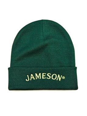 Unisex Jameson Green Embroidered Fold Up Beanie  Hat - Branded Logo Knit Cap